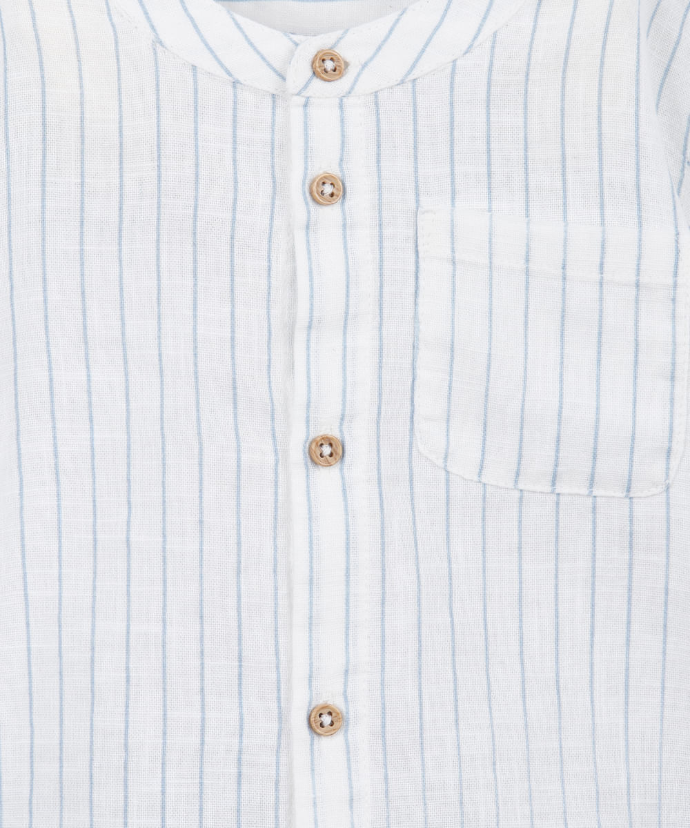 conjunto curto infantil de algodão listrado azul