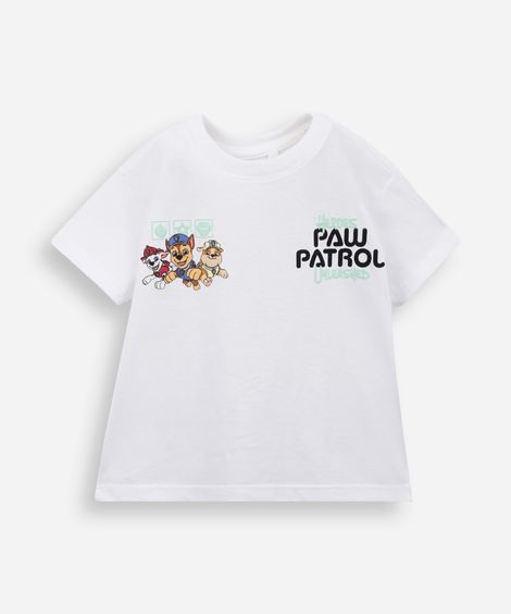 camiseta infantil de algodão patrulha canina off white