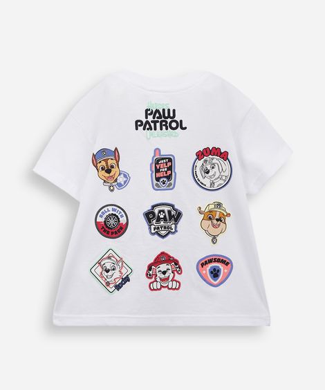 camiseta infantil de algodão patrulha canina off white