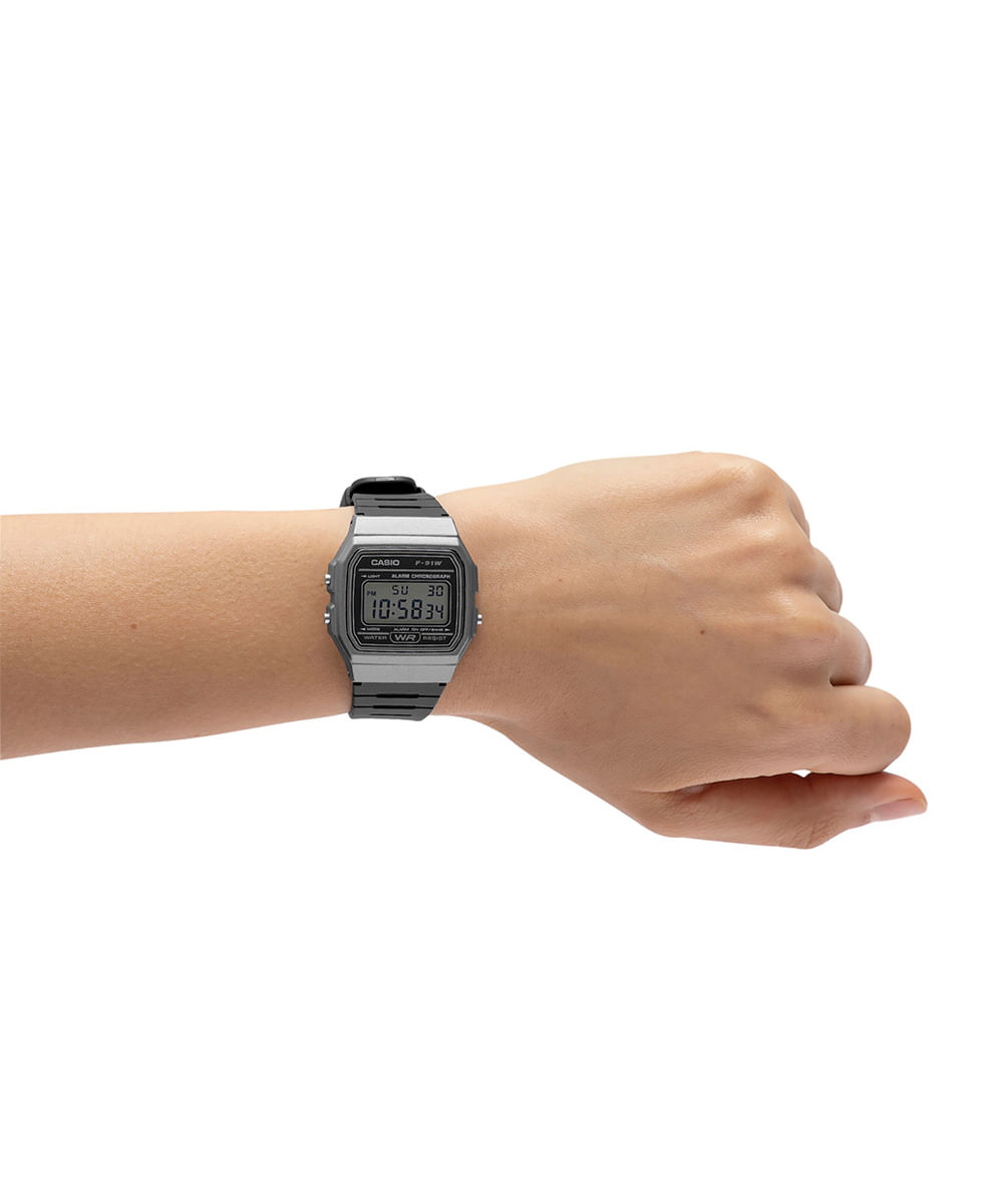 relógio masculino casio digital f 91wm 1bdf prateado