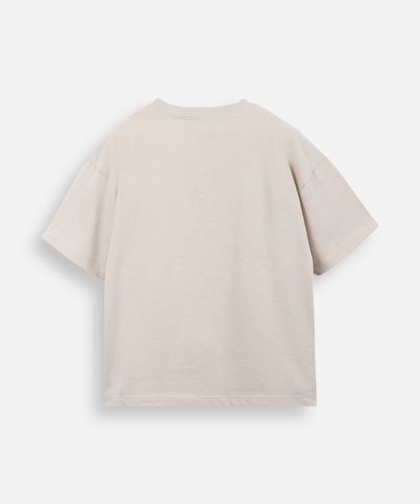 camiseta infantil de algodão estampa com relevo bege