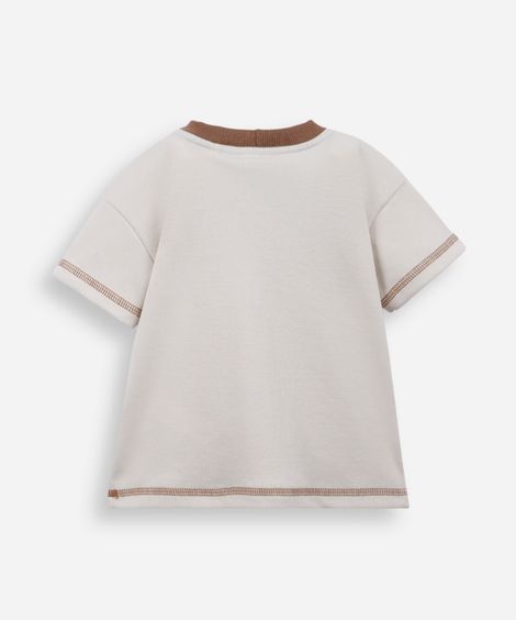 camiseta infantil com algodão estampada bege