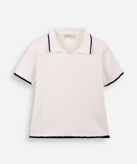 polo trico texturizada off white