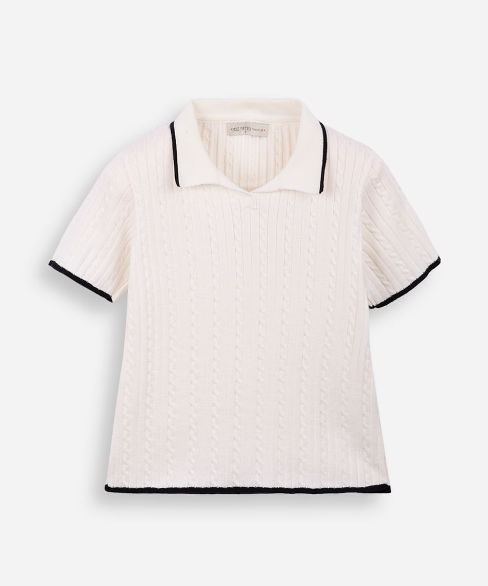 polo trico texturizada off white