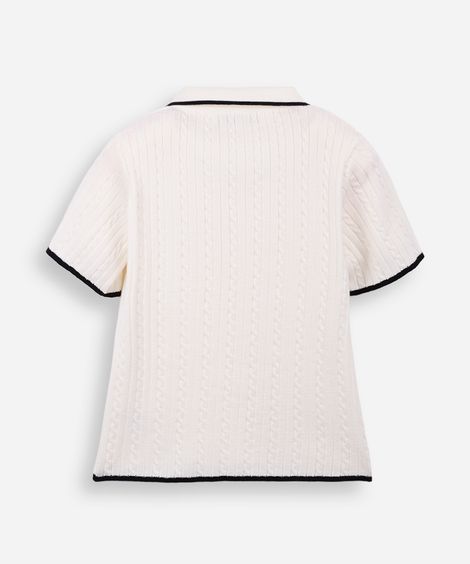 polo trico texturizada off white