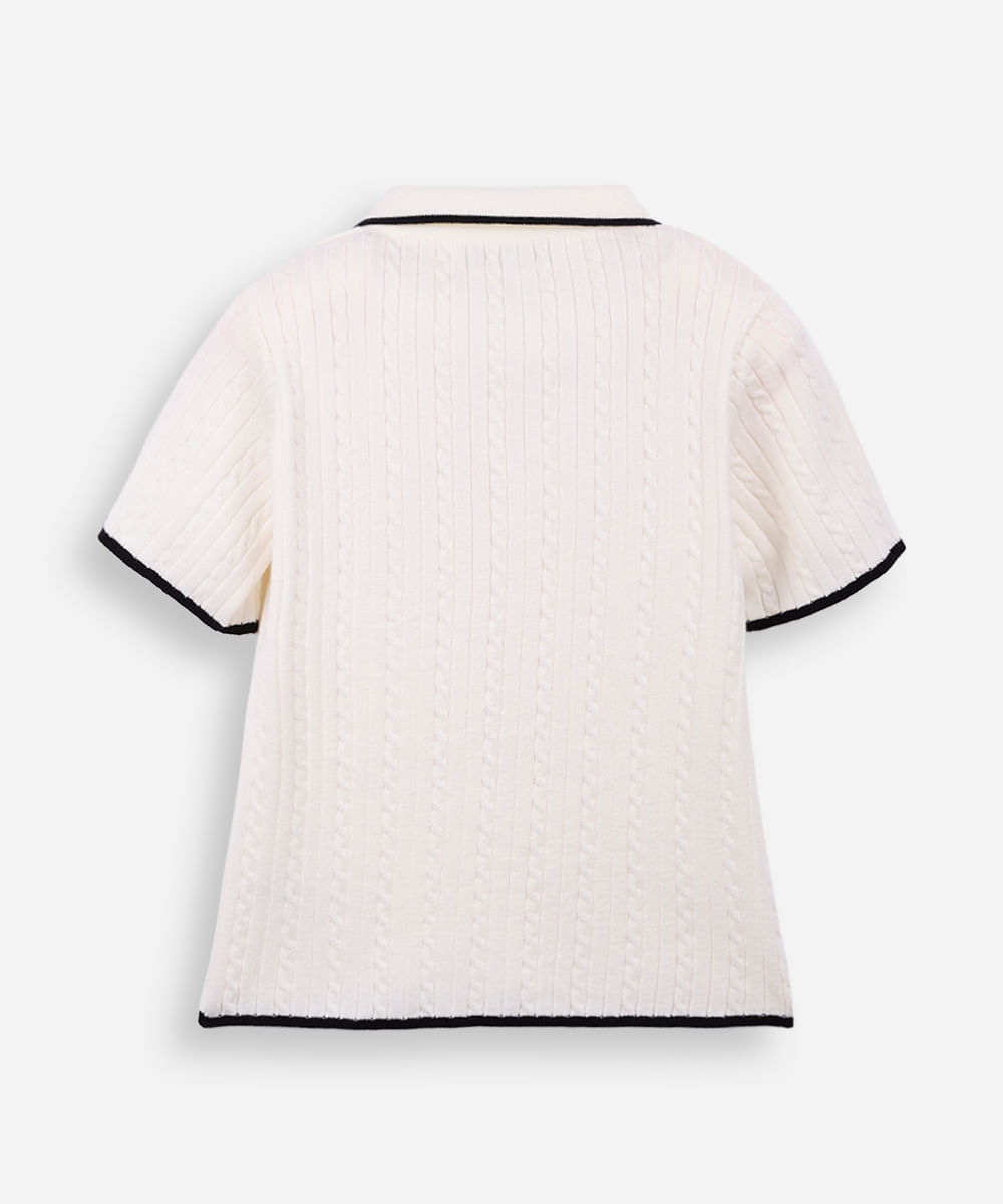 polo trico texturizada off white