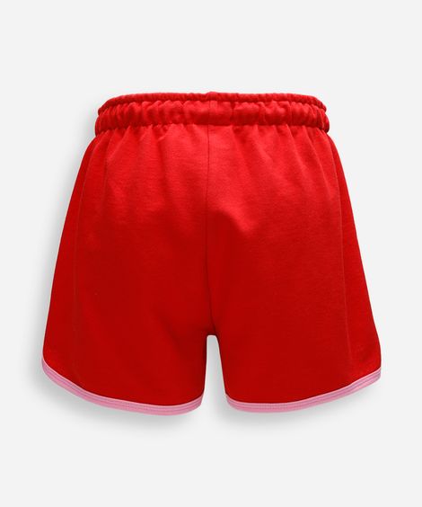 short juvenil de moletinho estampado vermelho