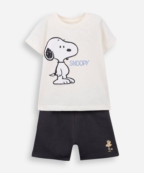 conjunto manga curta snoopy off white