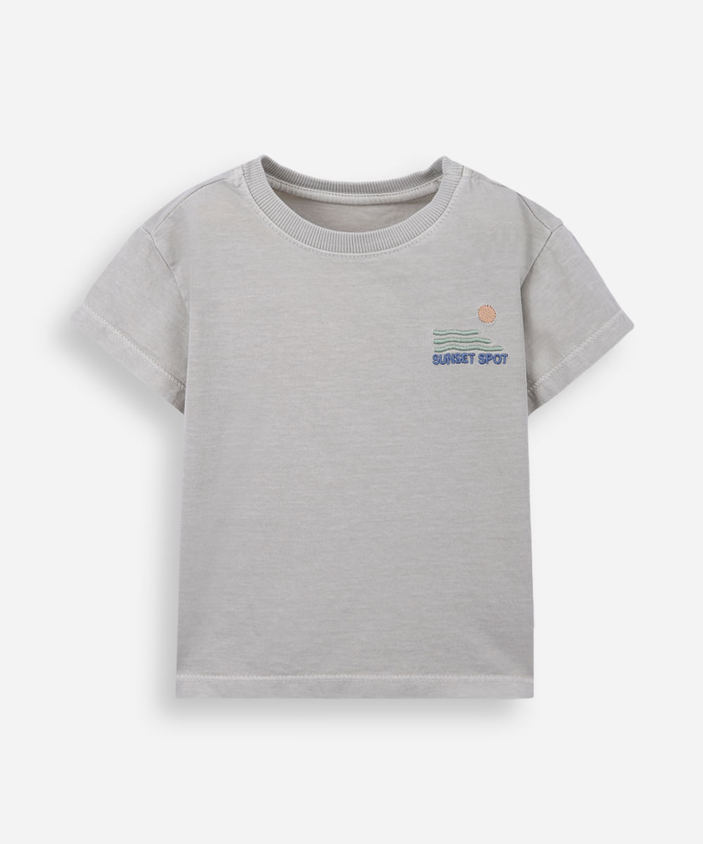 camiseta infantil algodão cinza