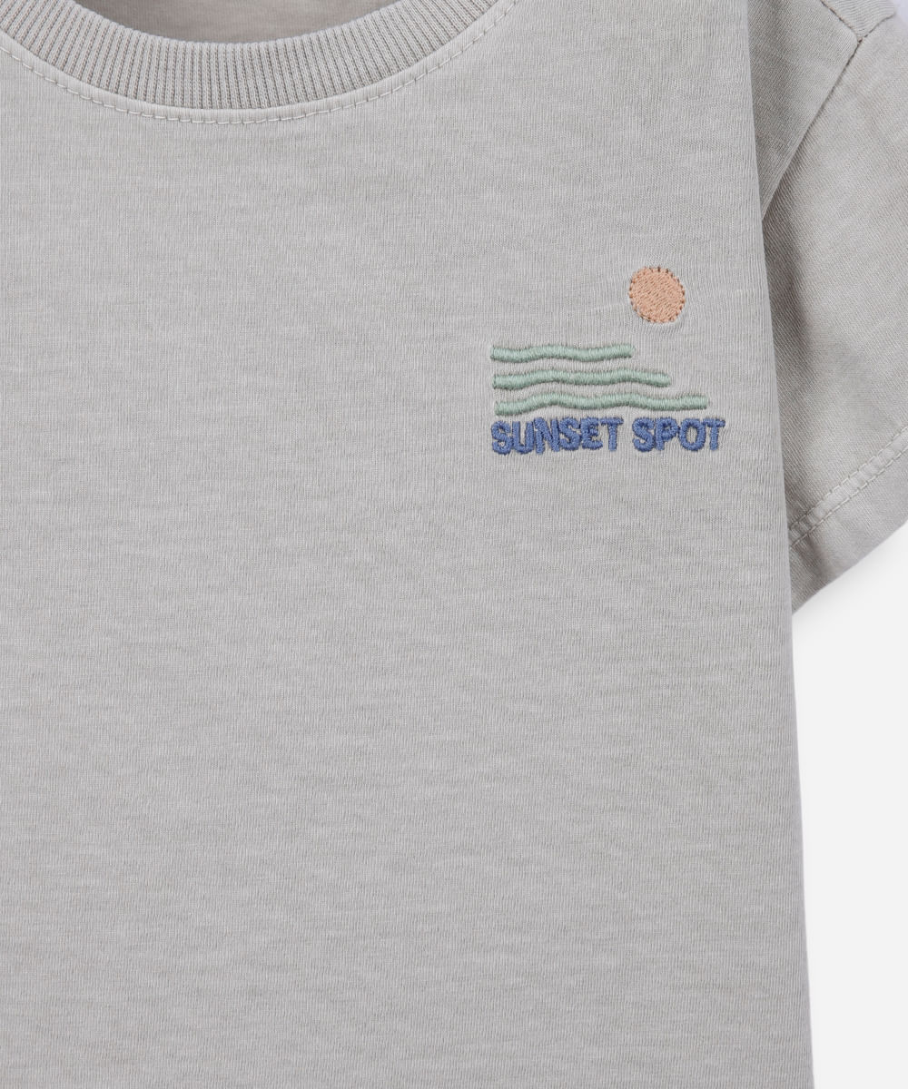 camiseta infantil algodão cinza