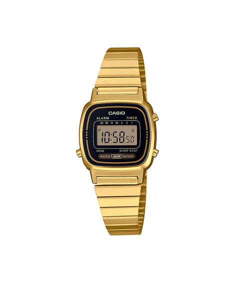 relógio feminino casio digital la670wga 1df dourado