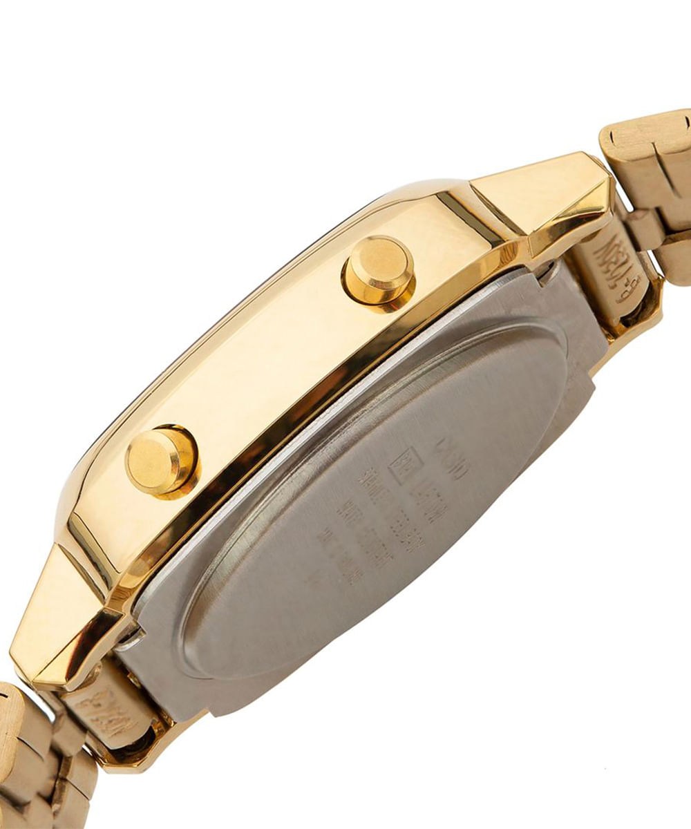 relógio feminino casio digital la670wga 1df dourado