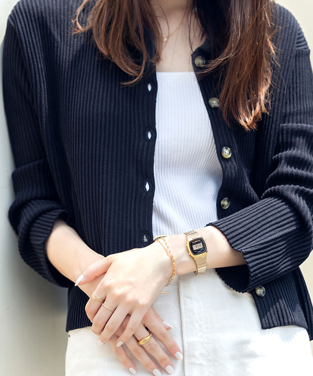 relógio feminino casio digital la670wga 1df dourado