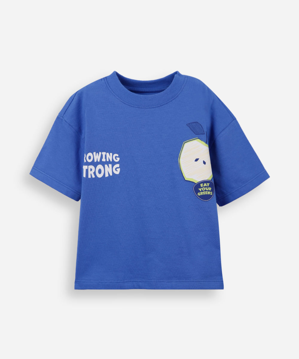 camiseta infantil manga curta algodão azul