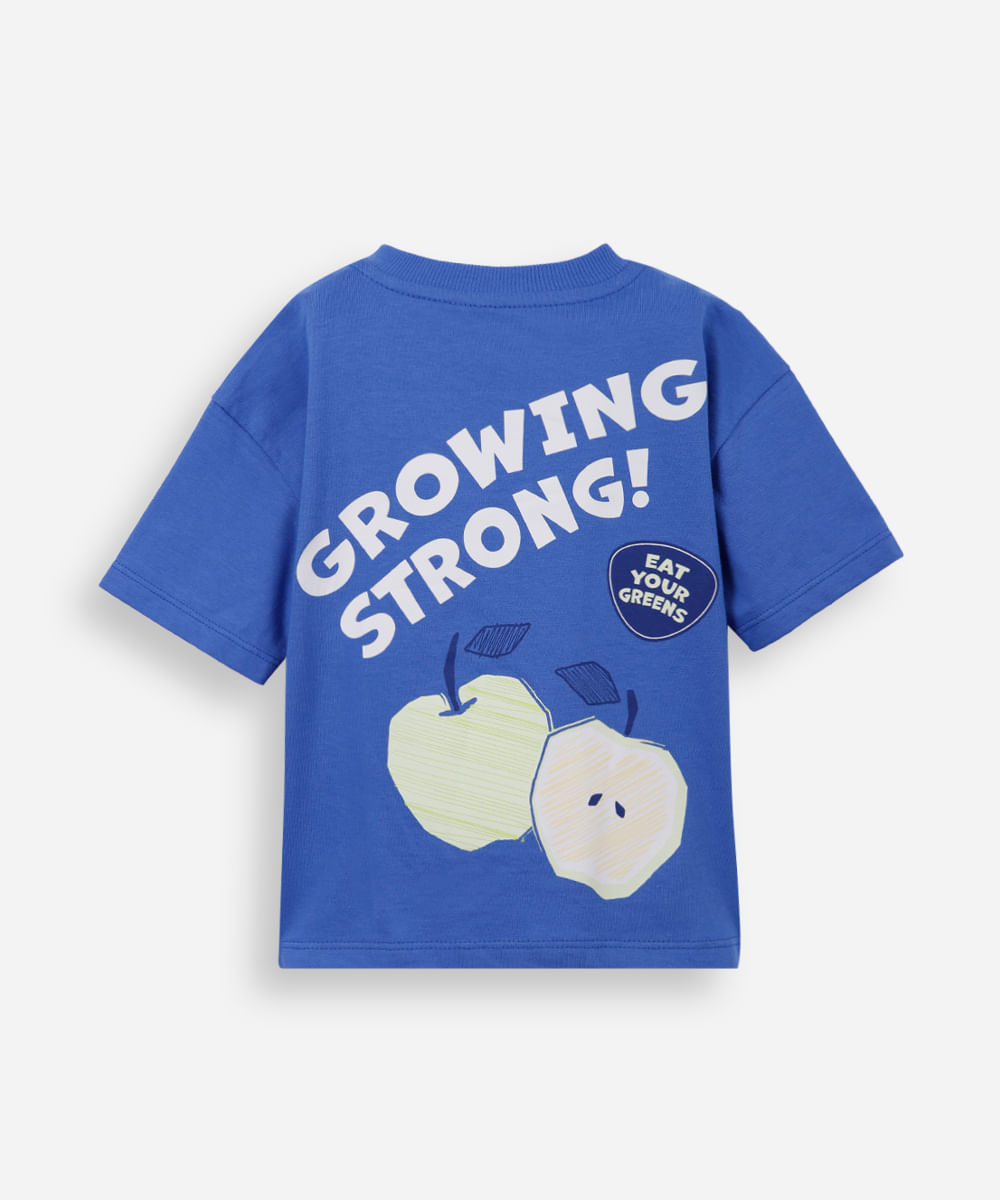 camiseta infantil manga curta algodão azul