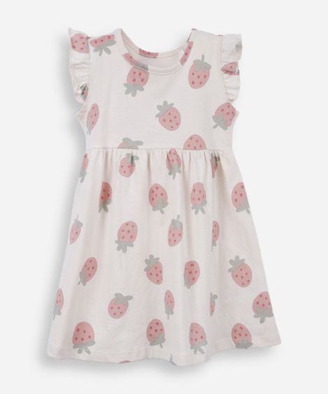 vestido infantil de algodão morangos colorido