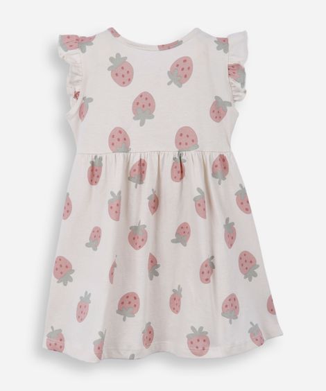 vestido infantil de algodão morangos colorido