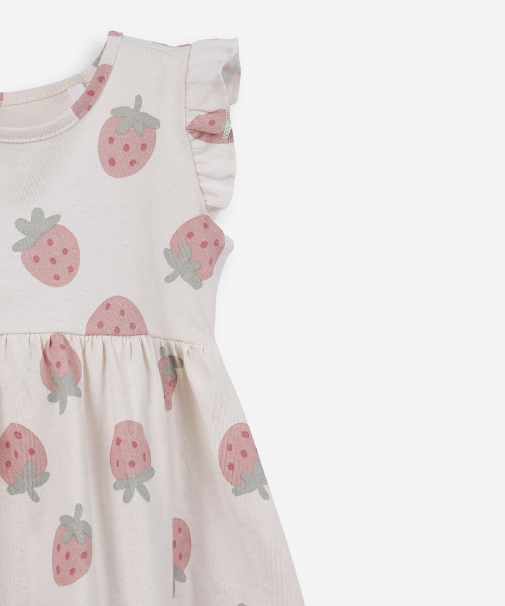 vestido infantil de algodão morangos colorido