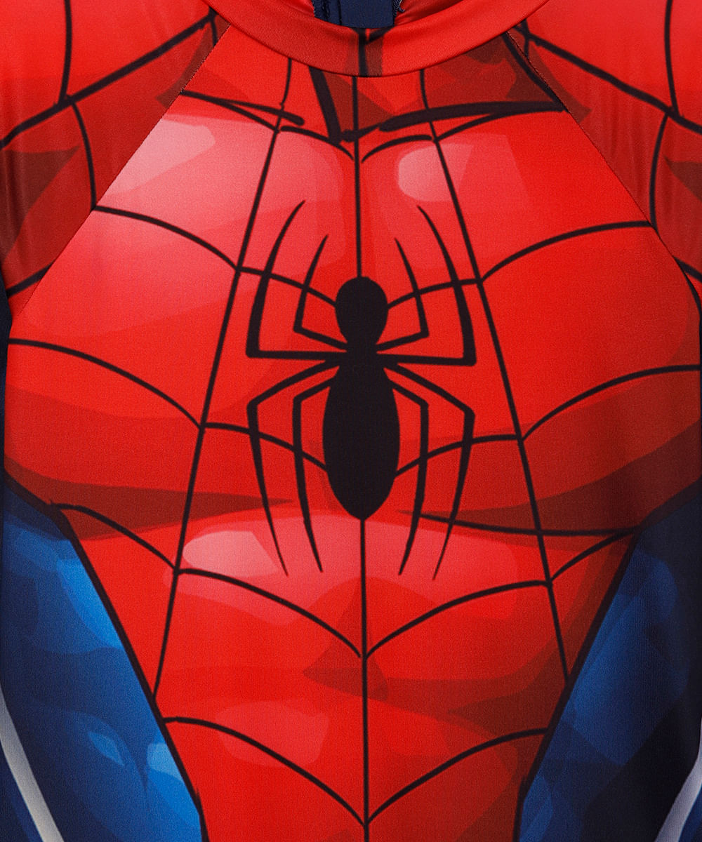 macacão infantil homem aranha manga longa proteção uv vermelho