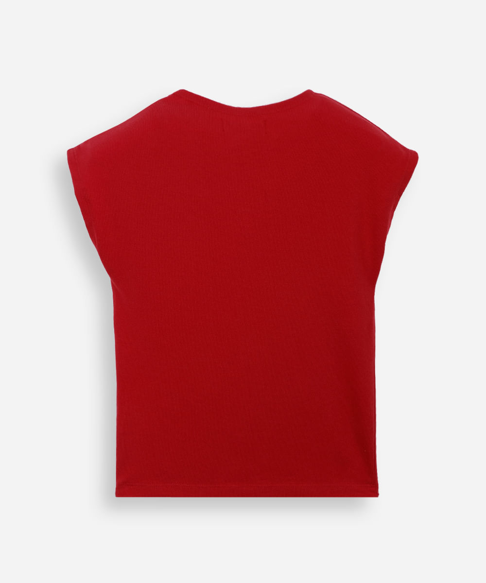 camiseta juvenil manga curta vermelha
