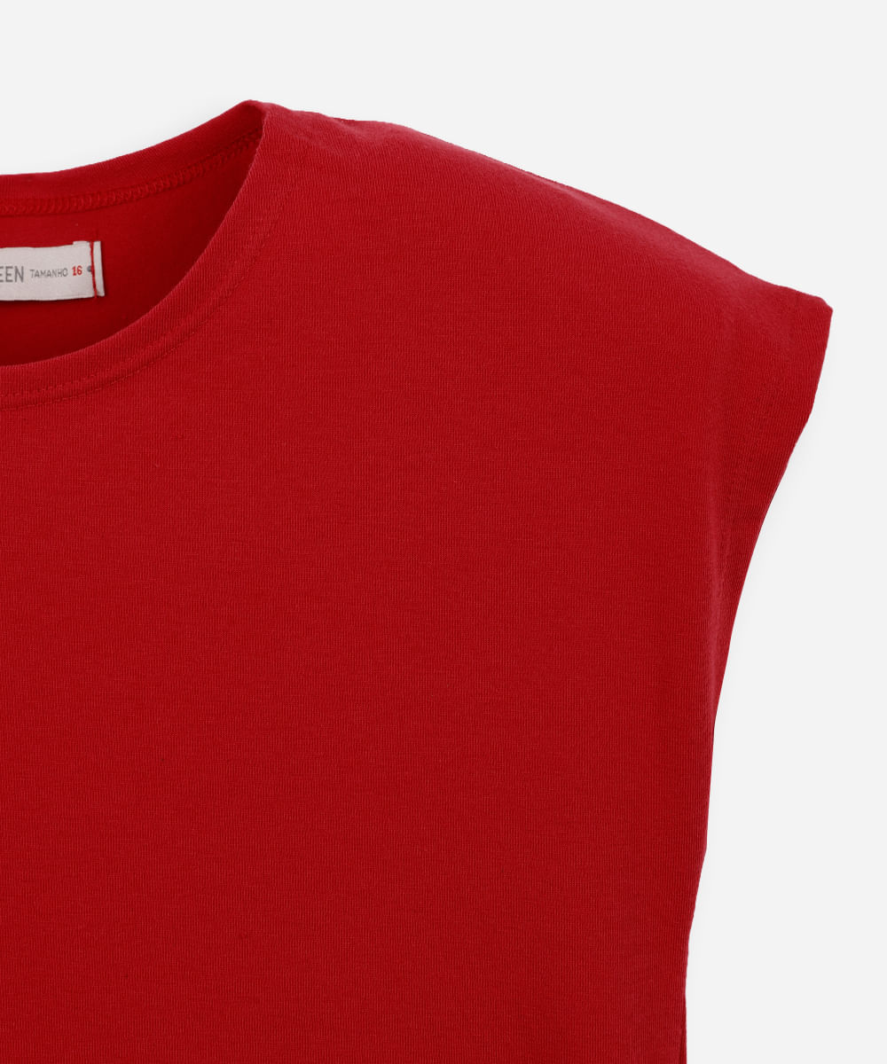 camiseta juvenil manga curta vermelha