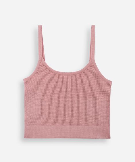 cropped de tricot juvenil alça fina rosa