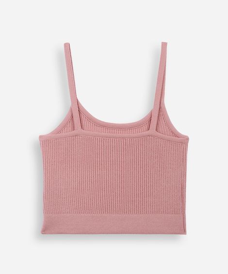 cropped de tricot juvenil alça fina rosa