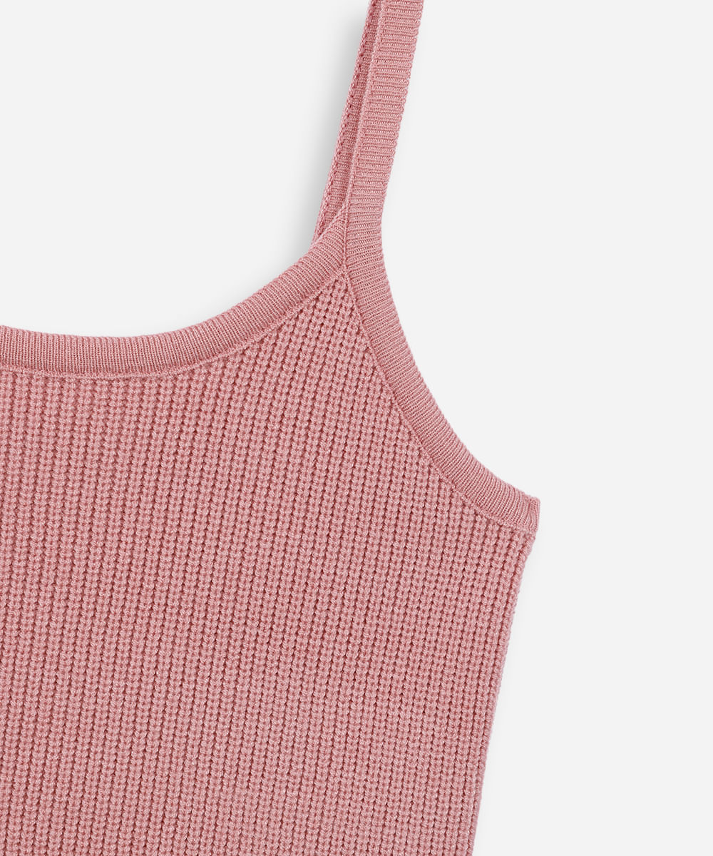 cropped de tricot juvenil alça fina rosa