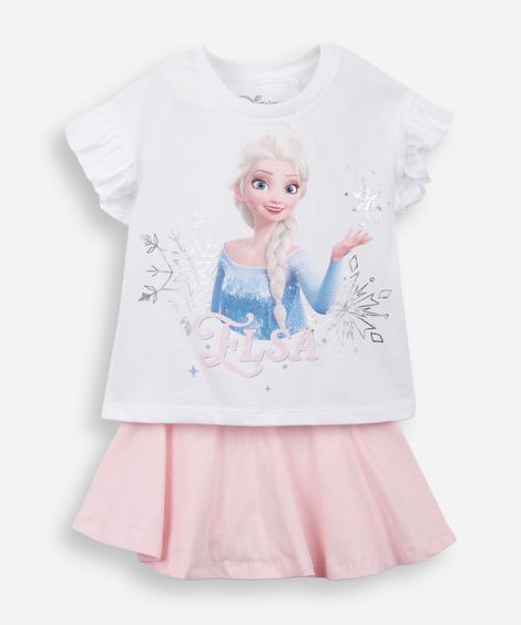 conjunto infantil frozen algodão off white