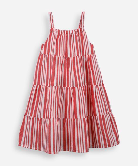 vestido infantil listras vermelho