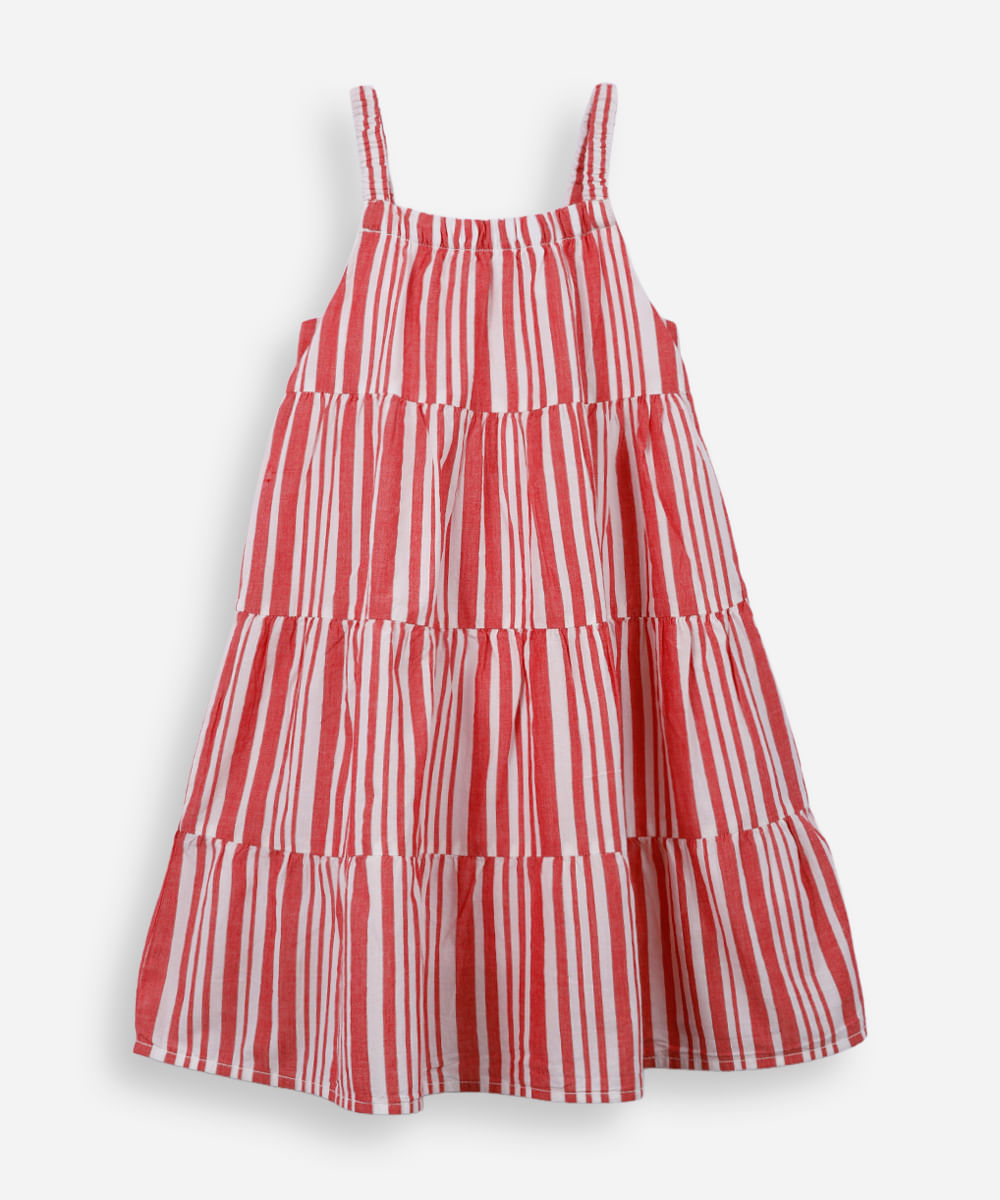vestido infantil listras vermelho