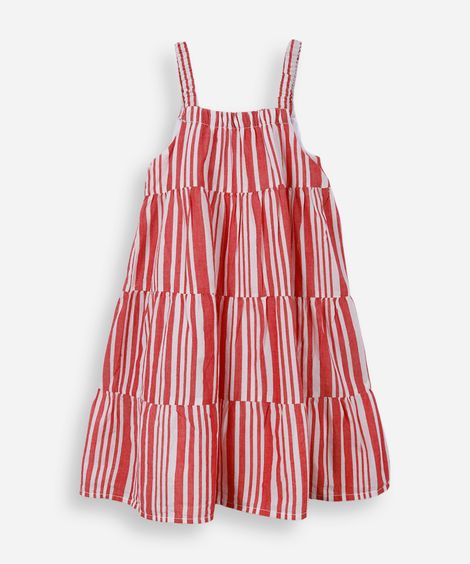 vestido infantil listras vermelho