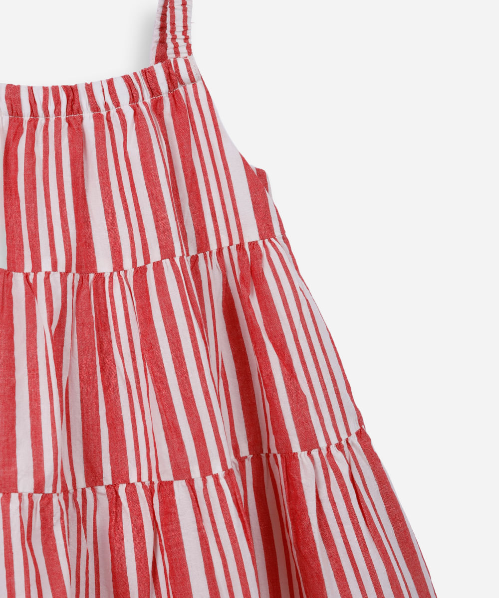 vestido infantil listras vermelho