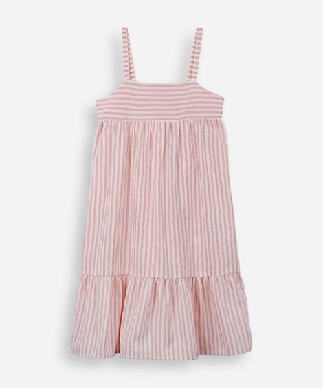 vestido infantil evase listras rosa