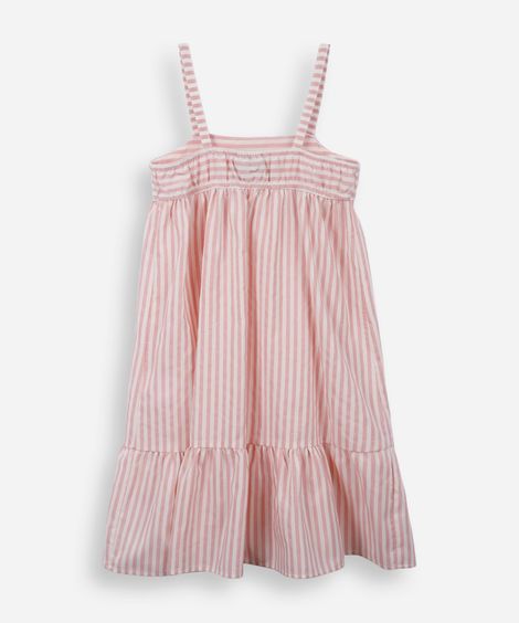 vestido infantil evase listras rosa