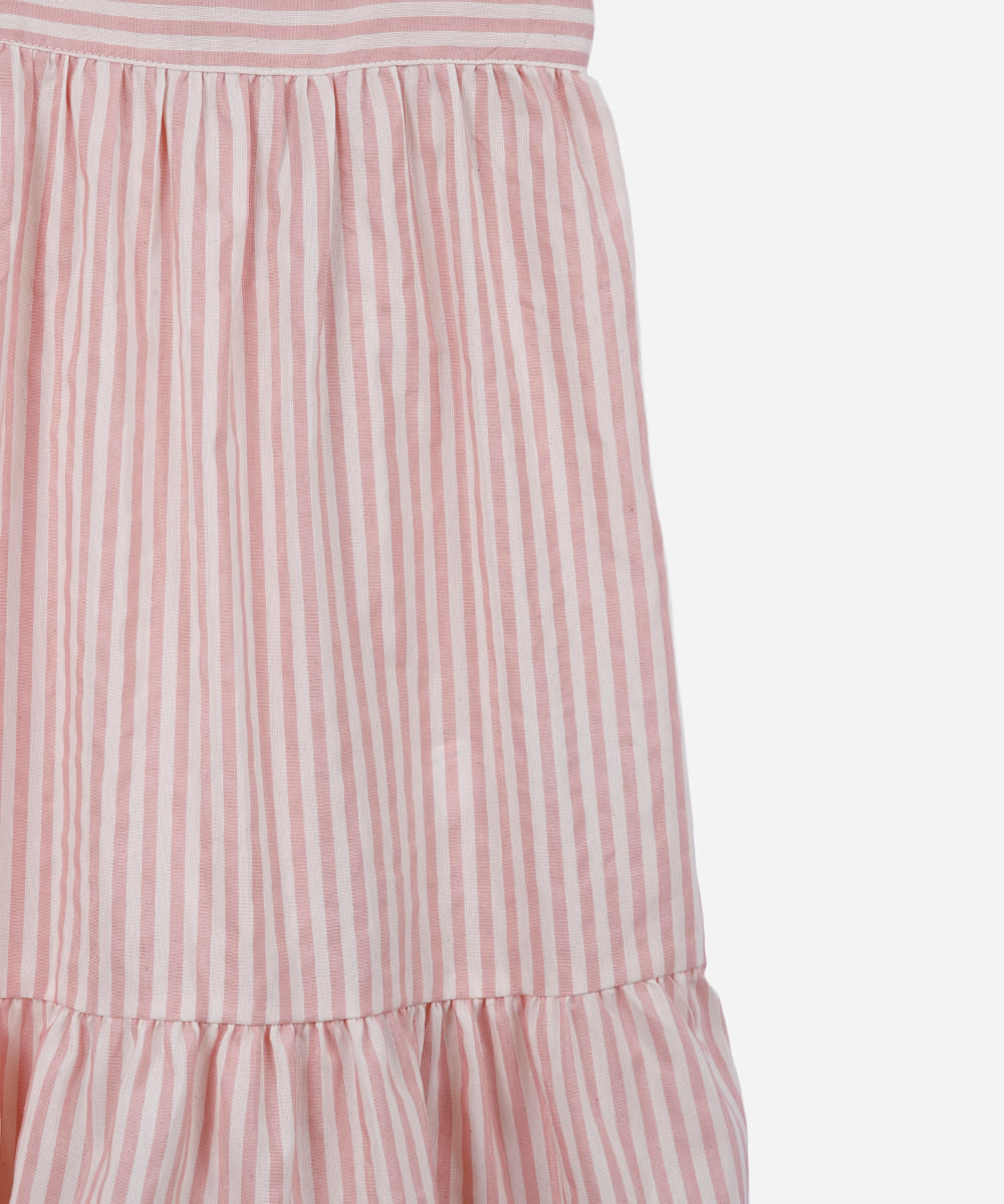 vestido infantil evase listras rosa