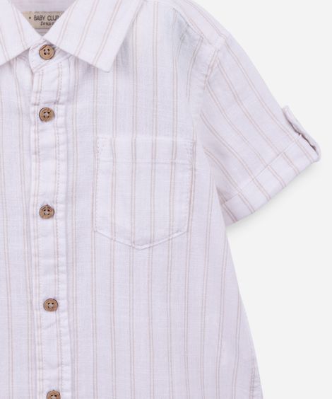 conjunto infantil curto listrado branco