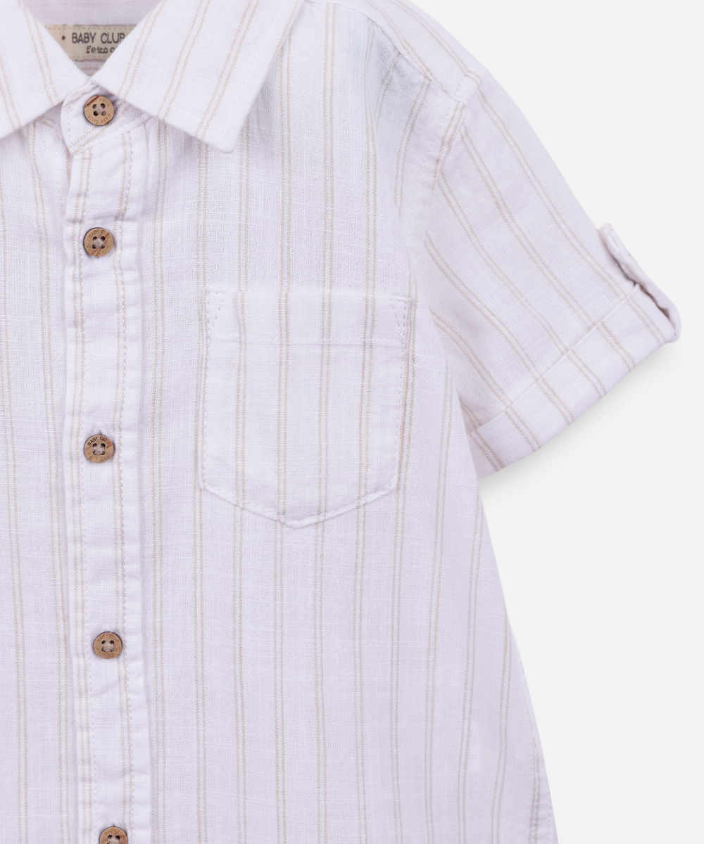 conjunto infantil curto listrado branco