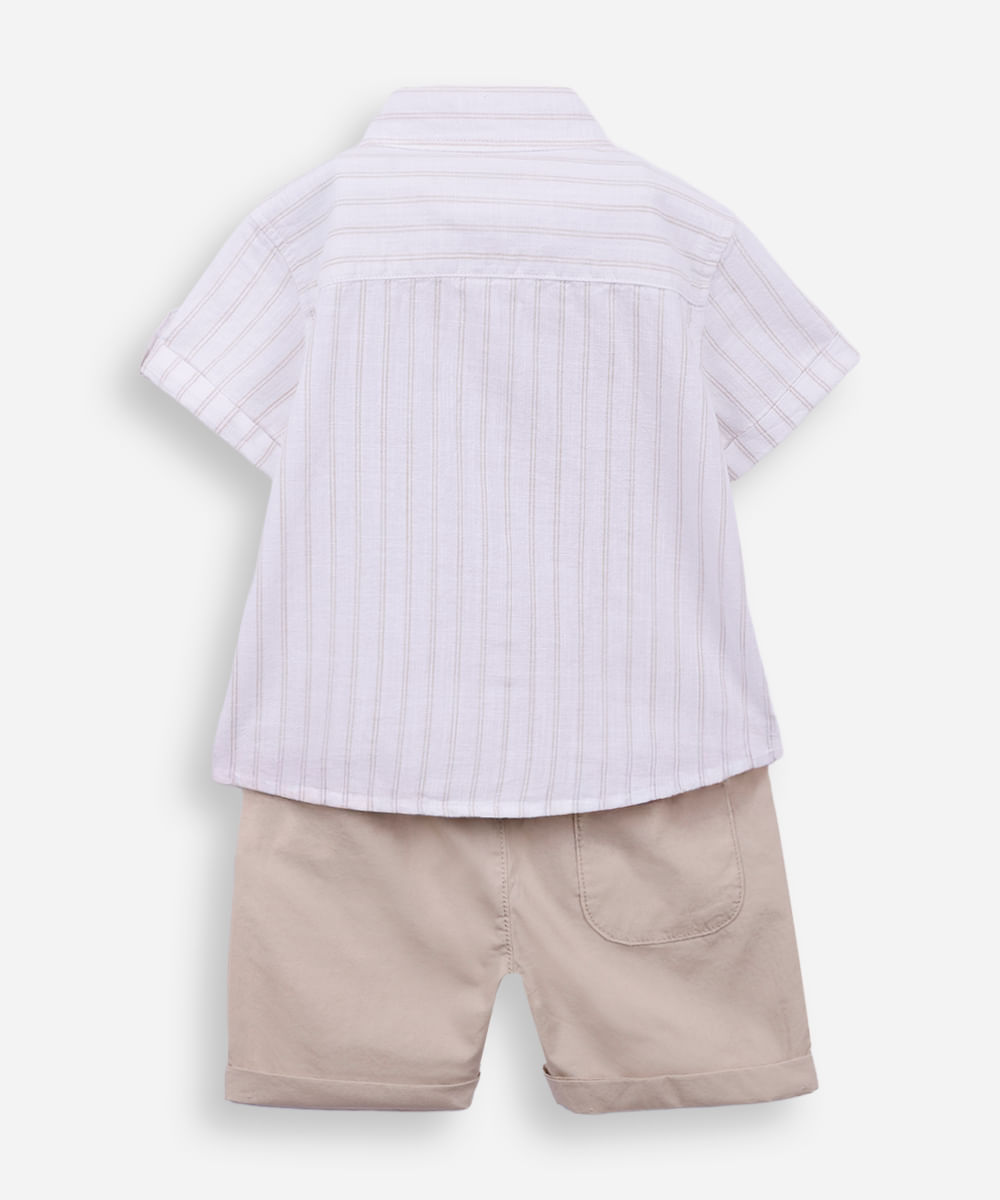conjunto infantil curto listrado branco