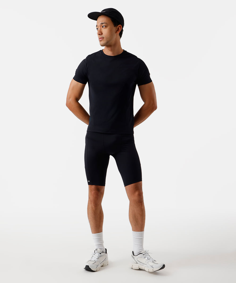 bermuda esportiva biker masculina com bolso preta