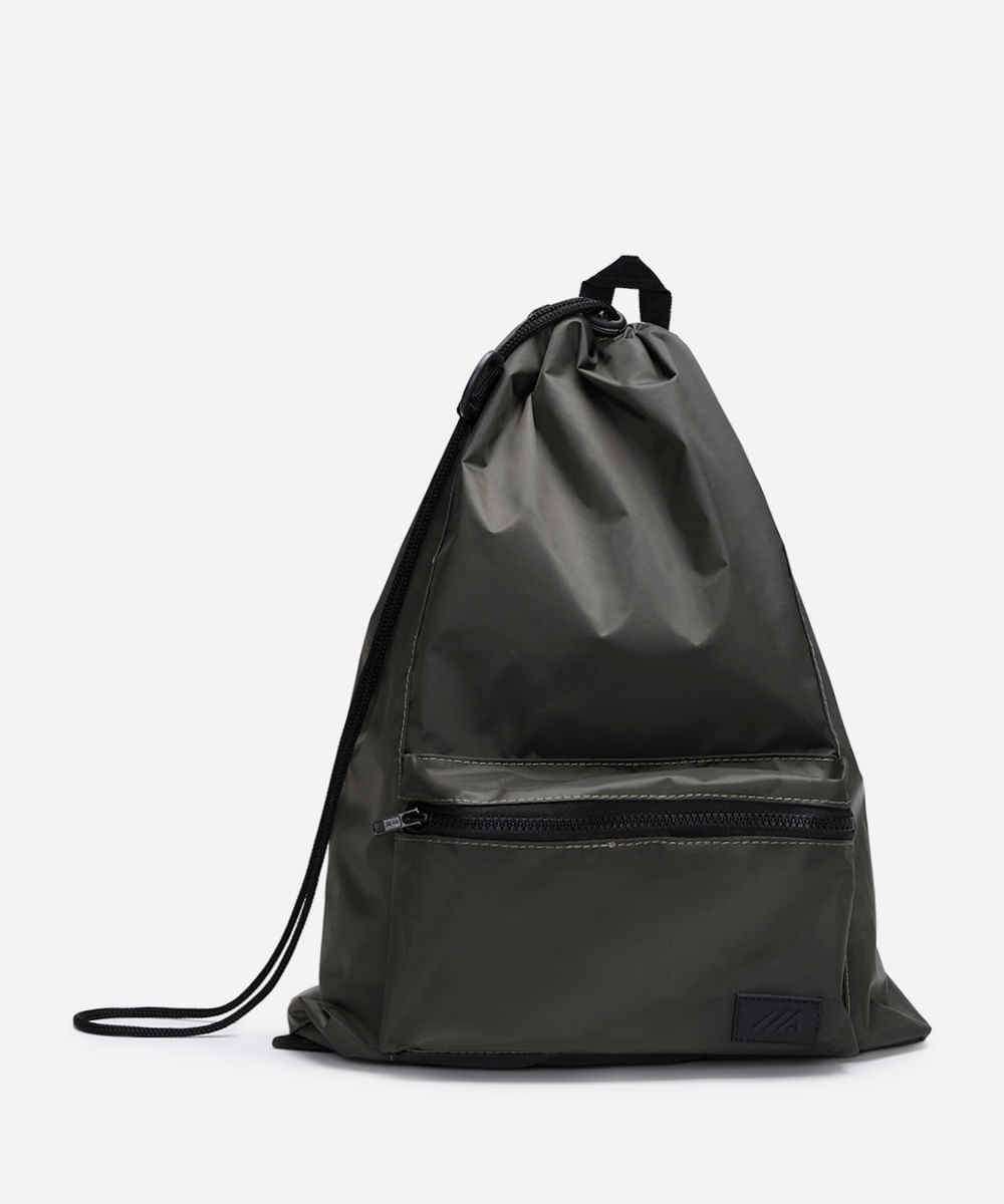 mochila saco com bolso verde