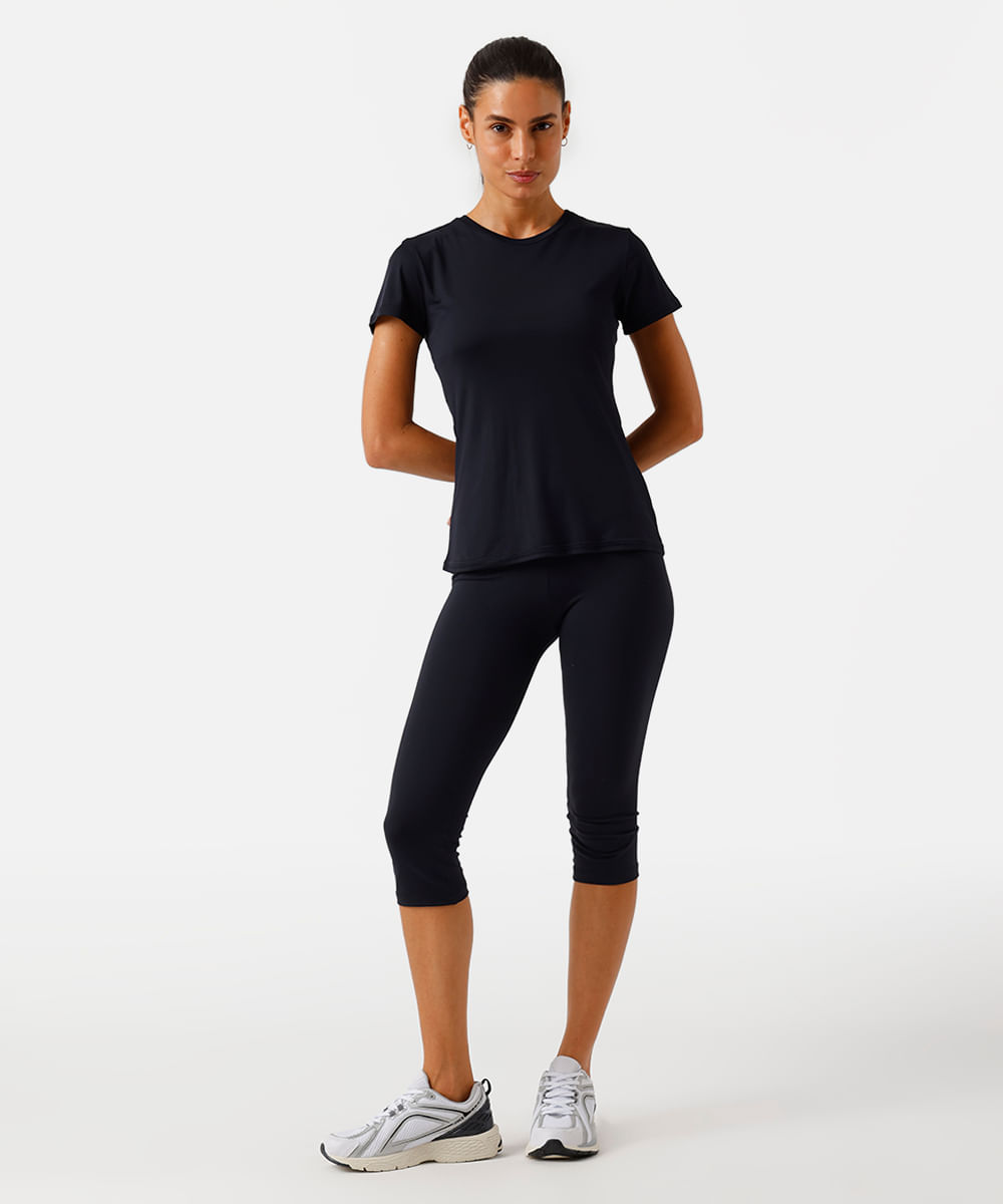 blusa esportiva feminina de poliamida com recorte preto