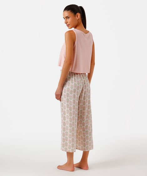 pijama feminino com viscose arabescos rosa