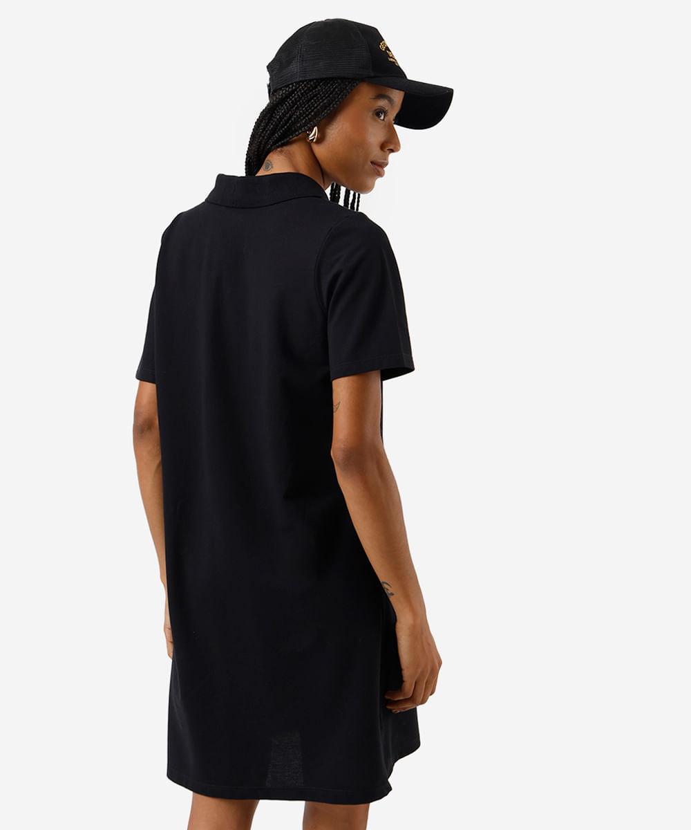 vestido polo feminino com algodão básico  preto