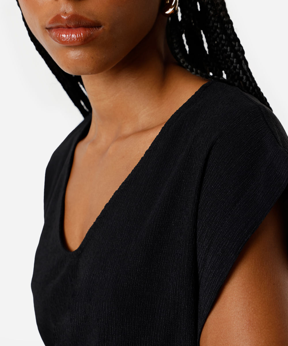 vestido midi muscle feminino com fendas texturizado básico preto
