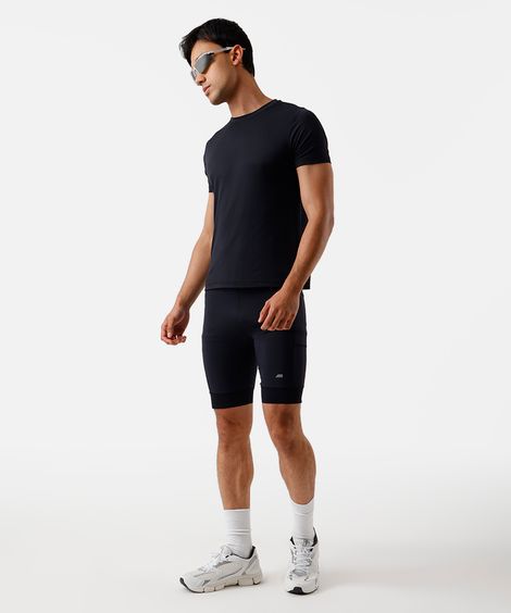 bermuda esportiva masculina de compressão preta