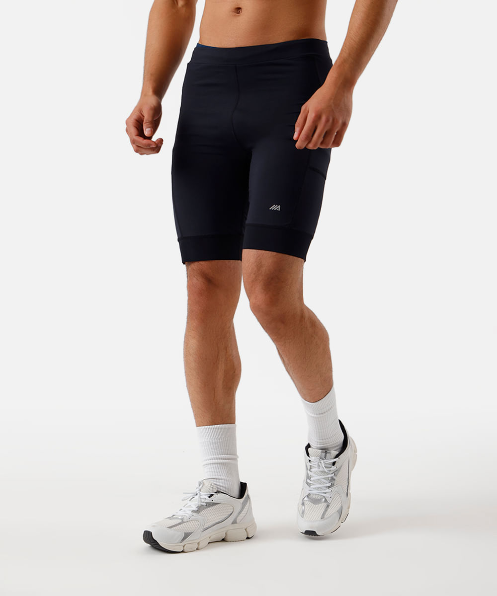 bermuda esportiva masculina de compressão preta