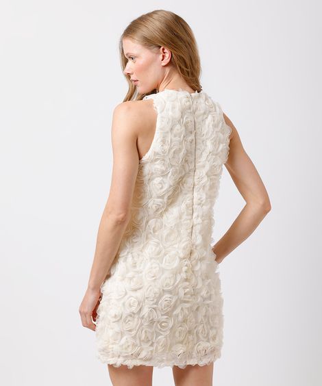 vestido curto feminino floral texturizado mindset off white