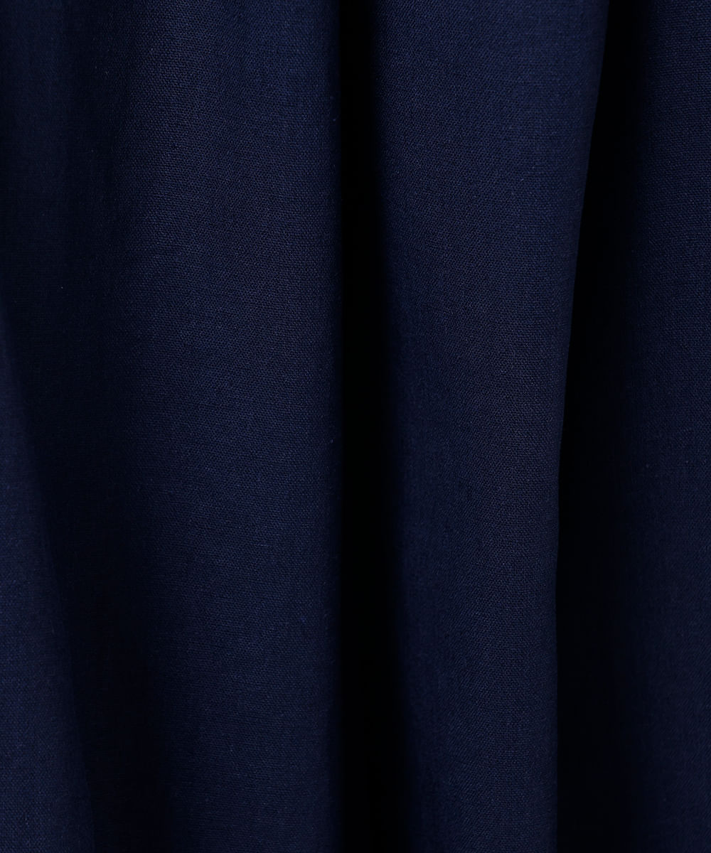 vestido midi alça fina feminino com linho e pregas mindset azul
