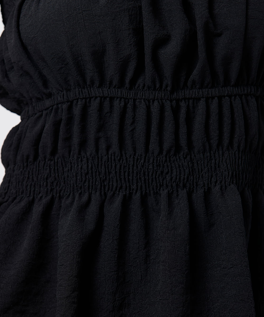 regata feminina decote quadrado franzida mindset preta